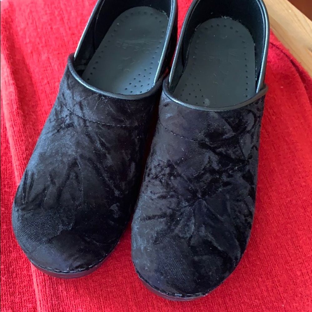 Dansko Black Velvet Clogs - Size 9